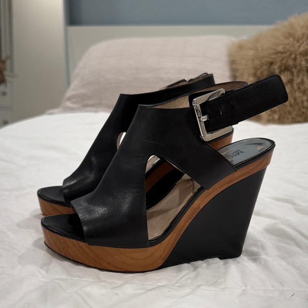 Michael Kors Black Wedge Sandals
